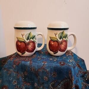 Vintage Red Apple Large Salt & Pepper Shakers w/Handles - Casuals by China Pearl